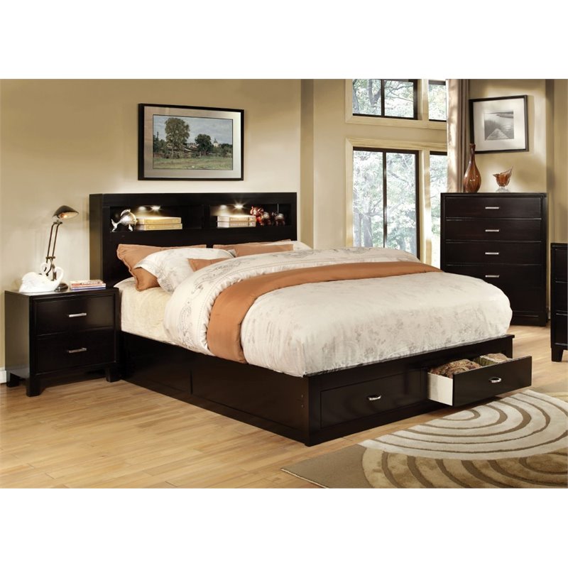 Furniture Of America Louis 3 Piece California King Bedroom Set In Espresso