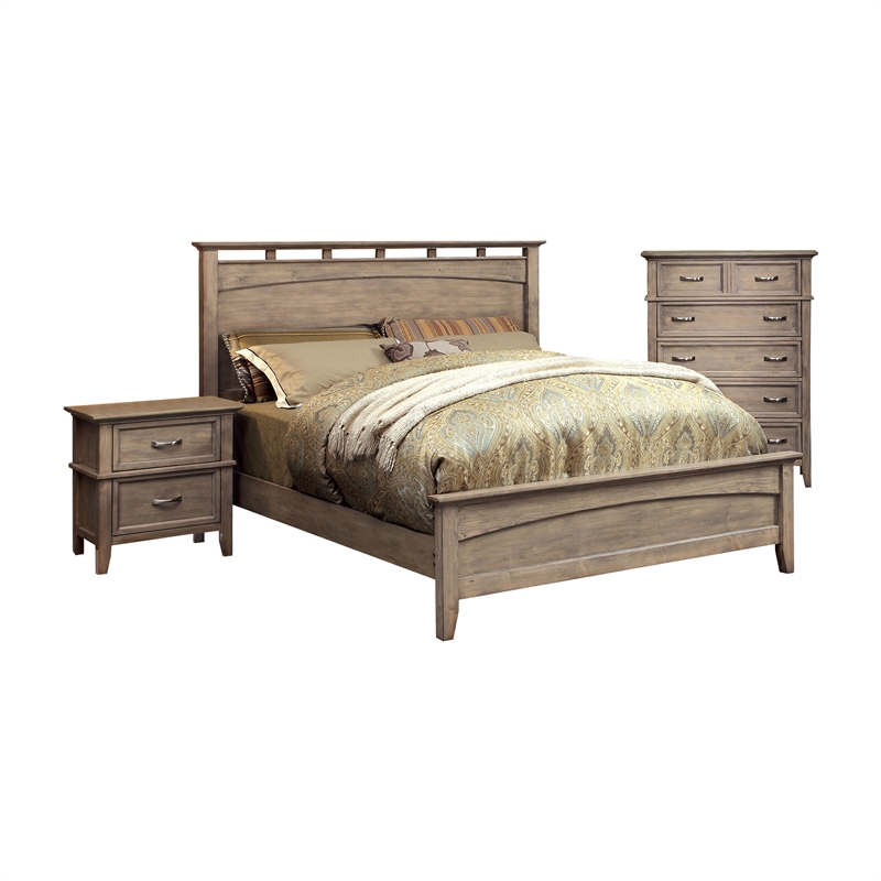 Foa Ackerson 3pc Brown Wood Low Bedroom Set King Nightstand Chest Idf 7351l Ek 3pc