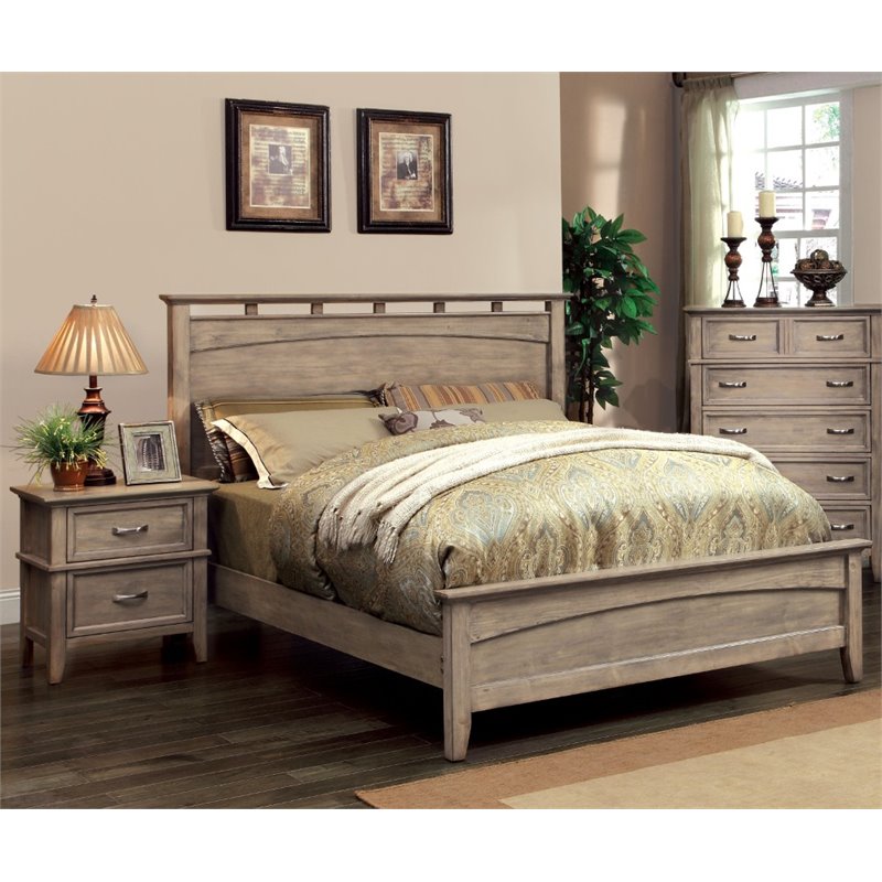 FOA Ackerson 2pc Brown Wood Low Bedroom Set - Queen ...