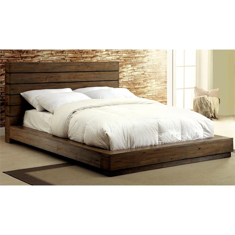 Furniture of America FOA Benjy 2-Piece Rustic Natural Tone Wood Bedroom Set - Cal King + Nightstand