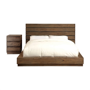 foa benjy 2-piece rustic natural tone wood bedroom set - cal king + nightstand