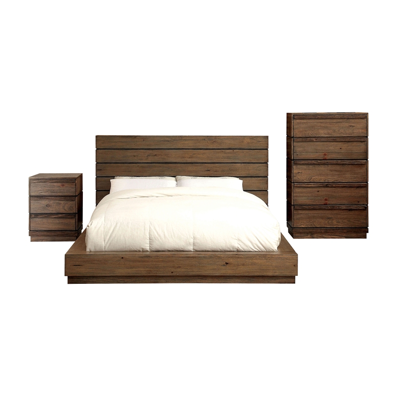 FOA Benjy 3pc Rustic Natural Tone Wood Bedroom Set Cal King