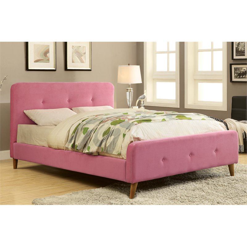 Furniture Of America Tullah Queen Platform Bed In Pink Idf 7272pk Q