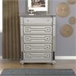 Furniture of America Farrah Transitional Solid Wood 5-Drawer Chest in Silver