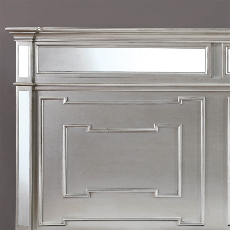 Furniture of America Farrah Transitional Wood California King Bed in Silver