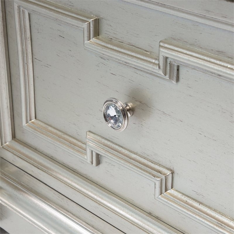 Furniture of America Farrah Transitional Wood 2-Drawer Nightstand in Silver