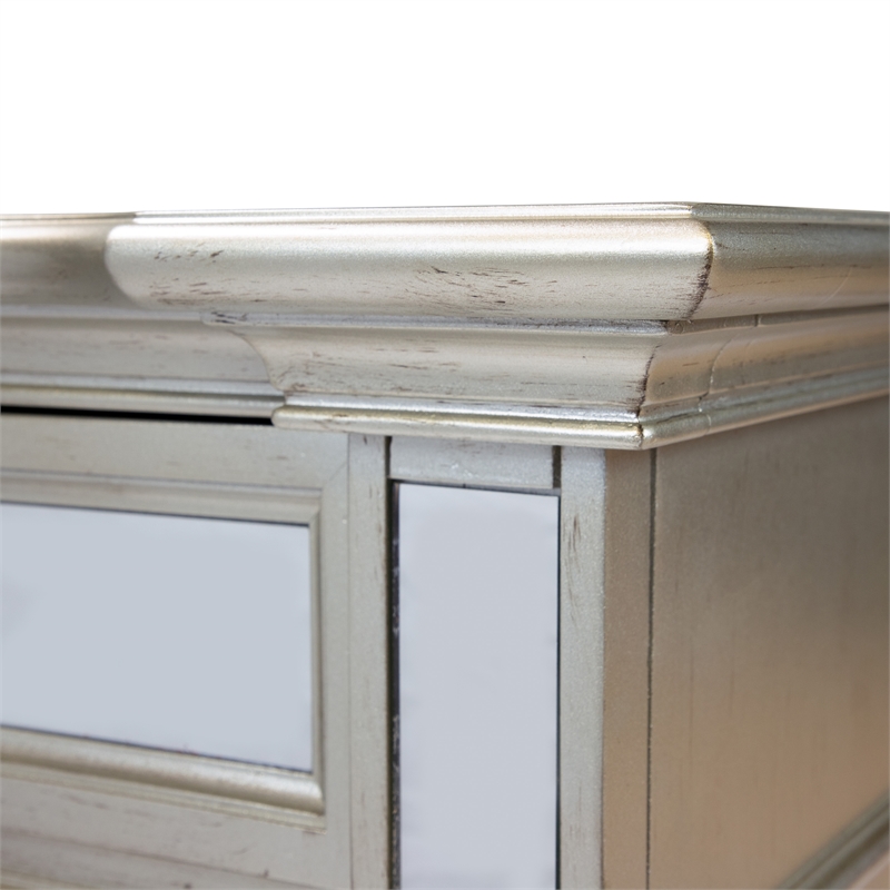 Furniture of America Farrah Transitional Wood 2-Drawer Nightstand in Silver