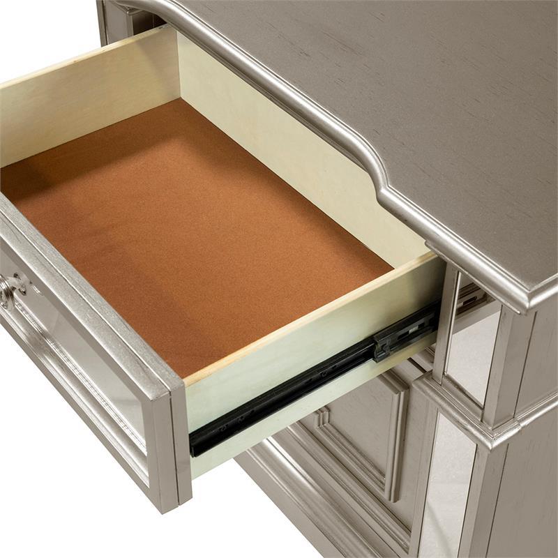 Furniture of America Farrah Transitional Wood 2-Drawer Nightstand in Silver