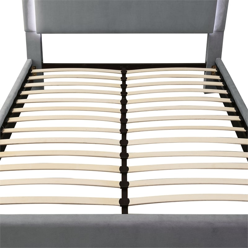 Furniture of America Luna Fabric King Bed with LED Lights in Gray