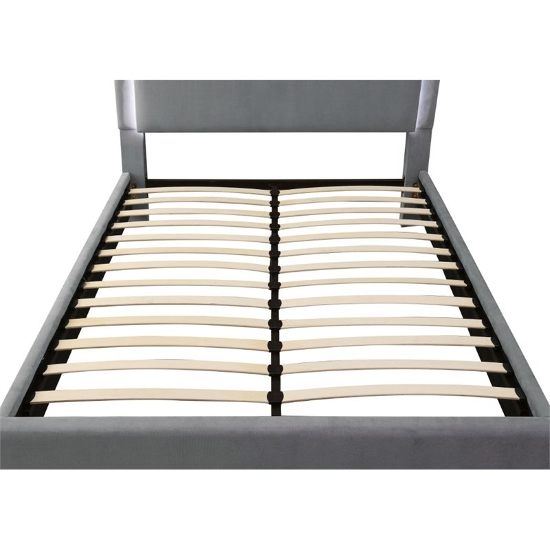 Furniture of America Luna Fabric Queen Bed with LED Lights in Gray