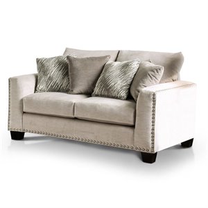 Furniture of America Sophie Fabric Upholstered Loveseat in Light Mocha