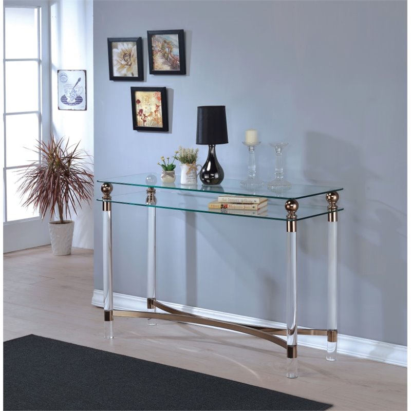 Furniture Of America Bolynn Console Table In Gold Idf 4352s
