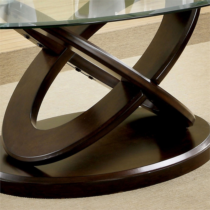 Furniture of America Darbunic Wood 3-Piece Coffee Table Set in Dark Walnut
