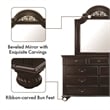 FOA Damos 4pc Dark Walnut Wood Bedroom Set - Cal King+Nightstand+Dresser+Mirror