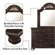 FOA Damos 4pc Dark Walnut Wood Bedroom Set - Queen+Nightstand+Dresser+Mirror