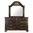 FOA Damos 4pc Dark Walnut Wood Bedroom Set - Queen+Nightstand+Dresser+Mirror