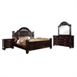 FOA Damos 4pc Dark Walnut Wood Bedroom Set - Queen+Nightstand+Dresser+Mirror