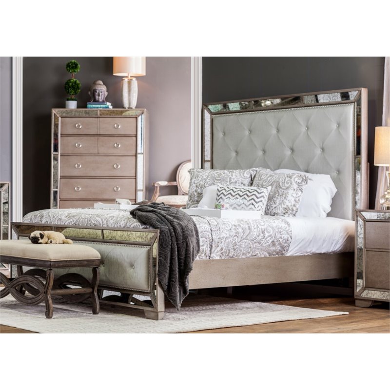 Furniture Of America Eckel 4 Piece Queen Bedroom Set In Silver Idf Furniture Of America Eckel 4 Piece Queen Bedroom Set In Silver