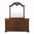 FOA Ruben 4pc Cherry Wood Panel Bedroom Set - Cal King+Nightstand+Dresser+Mirror