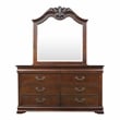 FOA Ruben 4pc Cherry Wood Panel Bedroom Set - King+Nightstand+Dresser+Mirror