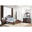 FOA Ruben 4pc Cherry Wood Panel Bedroom Set - King+Nightstand+Dresser+Mirror