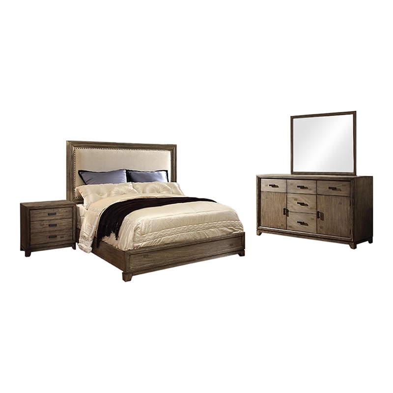 Foa Muttex 4pc Natural Solid Wood, Natural Wood King Bedroom Set