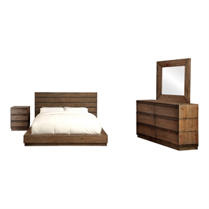 foa benjy 4pc natural solid wood bedroom set-king+nightstand+dresser+mirror