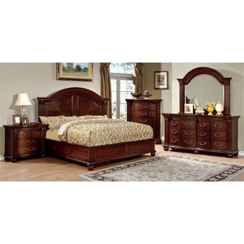 Furniture Of America Sorella 4 Piece California King Bedroom Set In Cherry