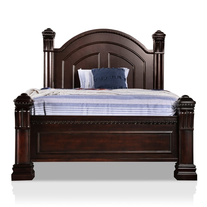 FOA Oulette 3pc Cherry Solid Wood Bedroom Set - King + Nightstand + Chest