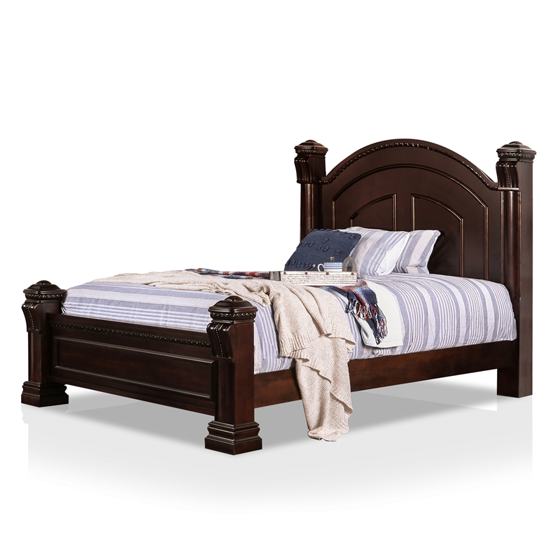 FOA Oulette 3pc Cherry Solid Wood Bedroom Set - Queen + Nightstand + Chest
