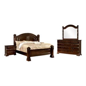 furniture of america oulette 4 piece solid wood poster panel bedroom set in cherry
