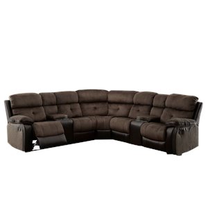 furniture of america gwendalyn faux leather reclining sectional in brown & black