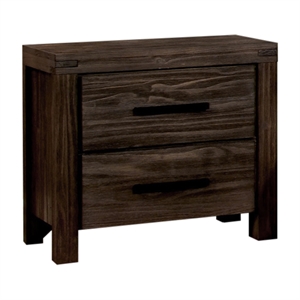 furniture of america krentin 2 drawer transitional solid wood nightstand
