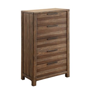 furniture of america bickson solid wood 5-drawer chest in rustic natural tone