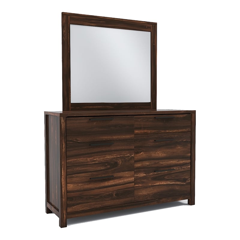 Furniture of America Bickson Rustic Wood 2-Piece Dresser and Mirror in Natural
