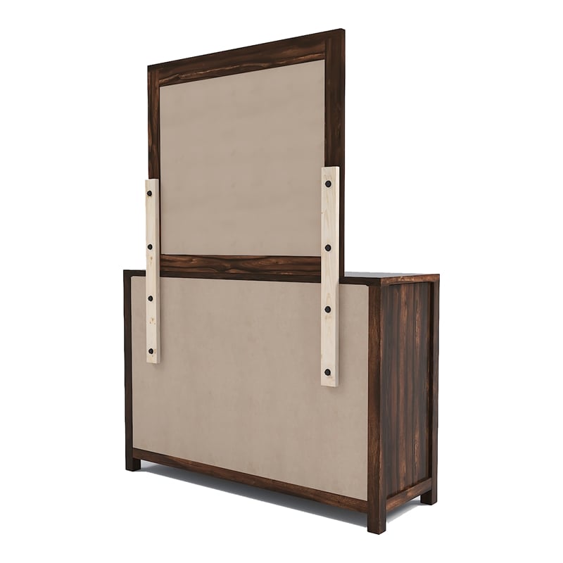 Furniture of America Bickson Rustic Wood 2-Piece Dresser and Mirror in Natural