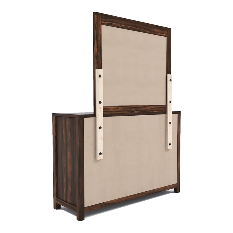 Furniture of America Bickson Rustic Wood 2-Piece Dresser and Mirror in Natural