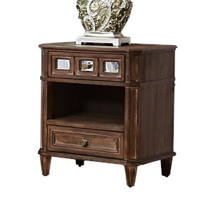 furniture of america ezra transitional wood 2-drawer nightstand in rustic oak