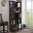 Furniture of America Iman Wood 5-Shelf Bookcase in Dark Gray and Black