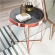 Furniture of America Vida Modern Glass Top End Table in Rose Gold