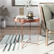 Furniture of America Vida Modern Glass Top End Table in Rose Gold