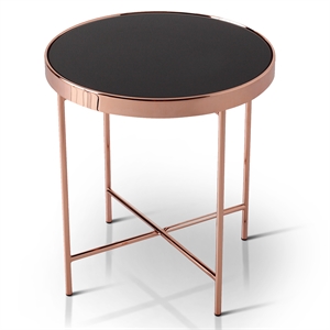 furniture of america vida modern glass top end table in rose gold