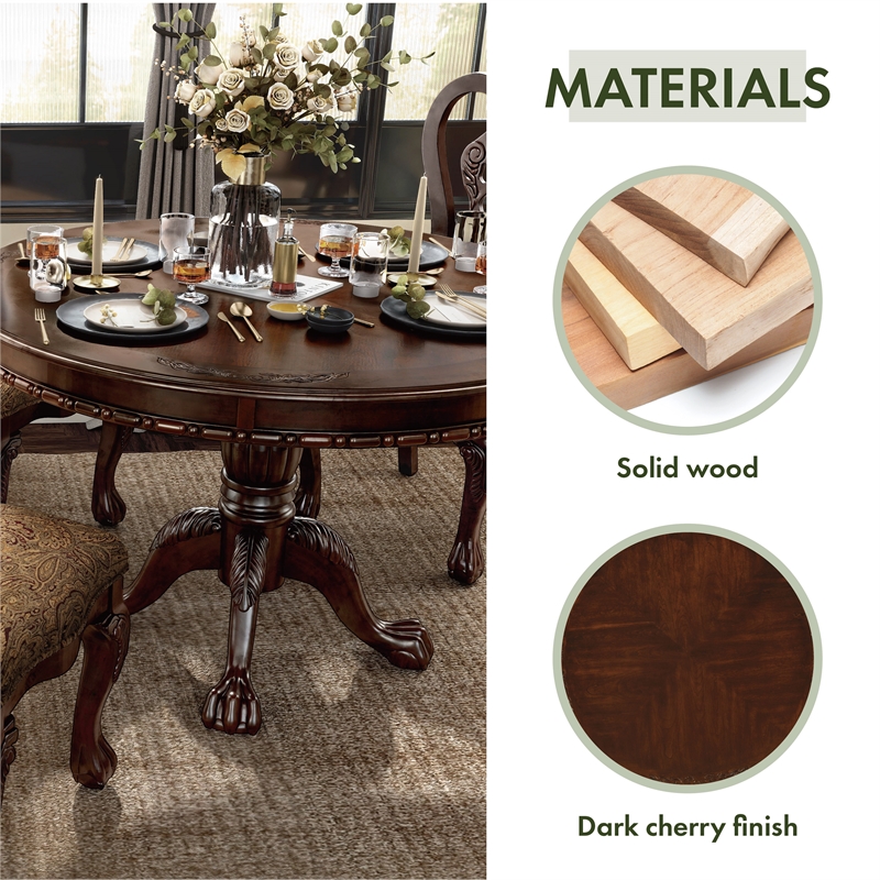 Furniture of America Wilson Traditional Wood Round Dining Table in Brown Cherry