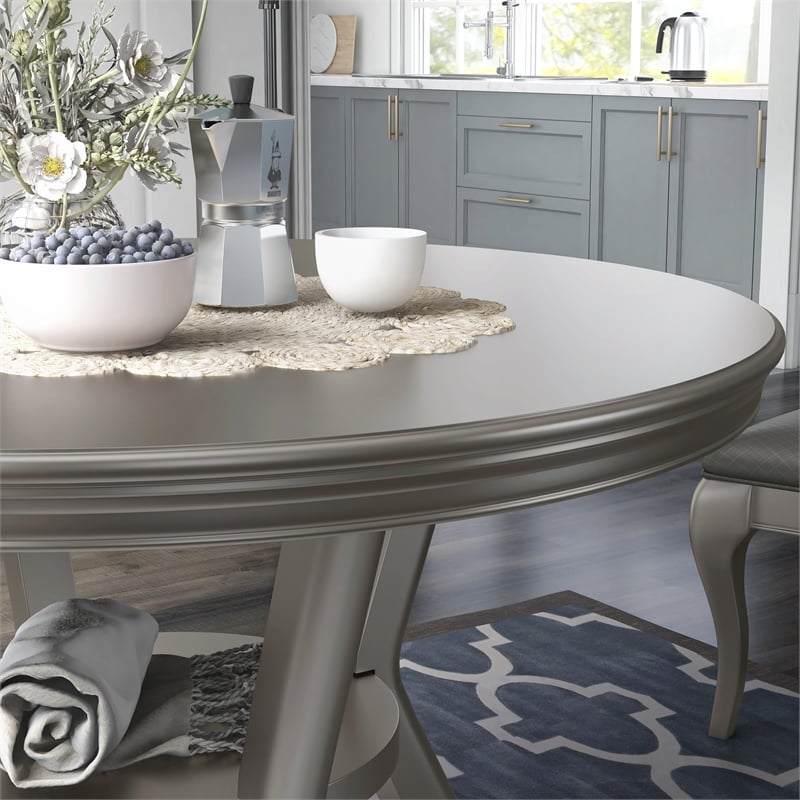 Furniture of America Bethlehem Wood Round 1-Shelf Dining Table in Gold Champagne