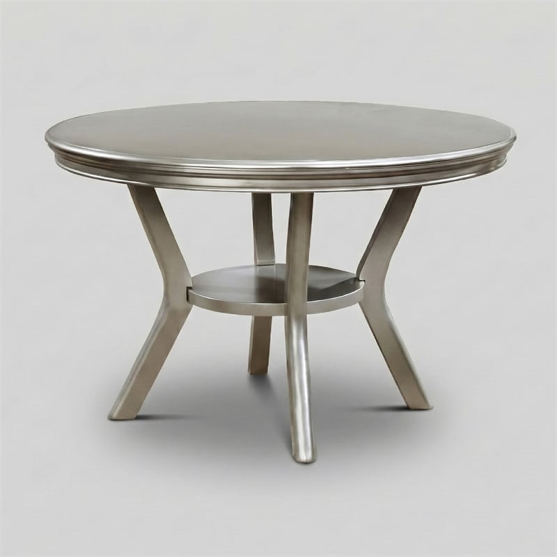 Furniture of America Bethlehem Wood Round 1-Shelf Dining Table in Gold Champagne