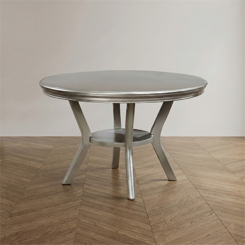 Furniture of America Bethlehem Wood Round 1-Shelf Dining Table in Gold Champagne