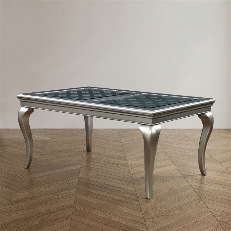 Furniture of America Bethlehem 66-Inch Solid Wood Dining Table in Gold Champagne