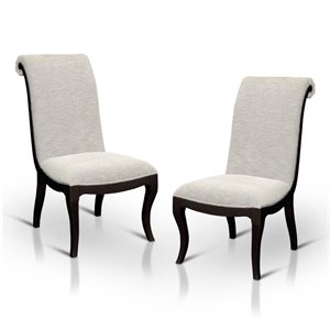 furniture of america gudrun fabric side chair in espresso and beige (set of 2)
