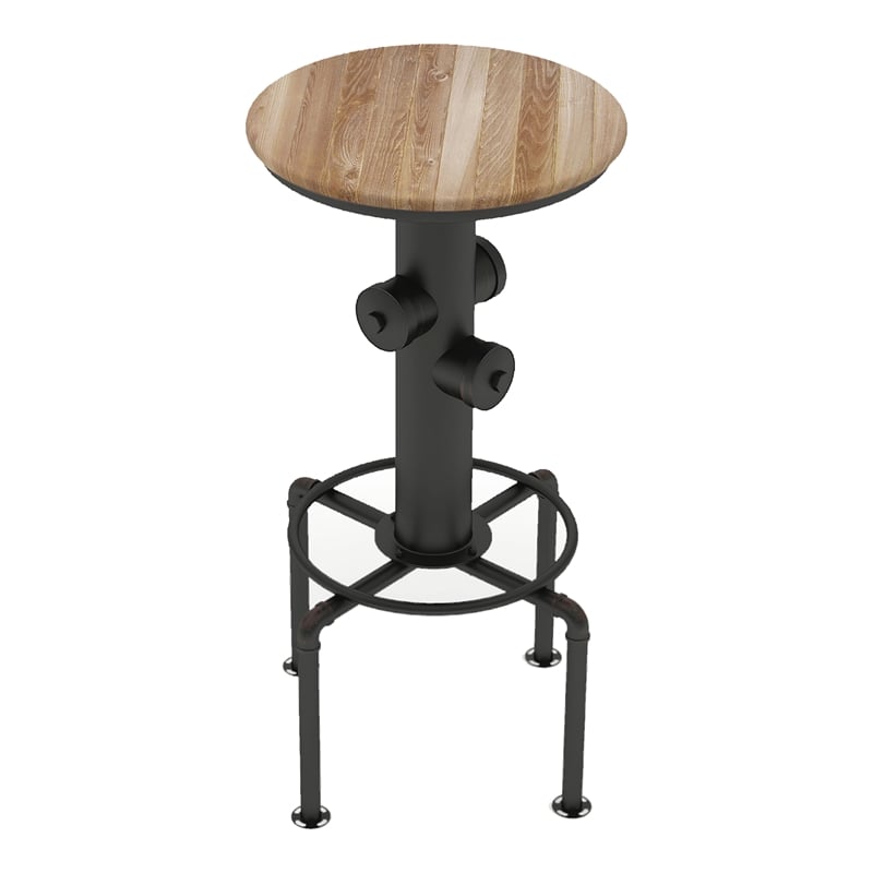 Furniture of America Zina Industrial Metal Bar Stool in Antique Black (Set of 2)