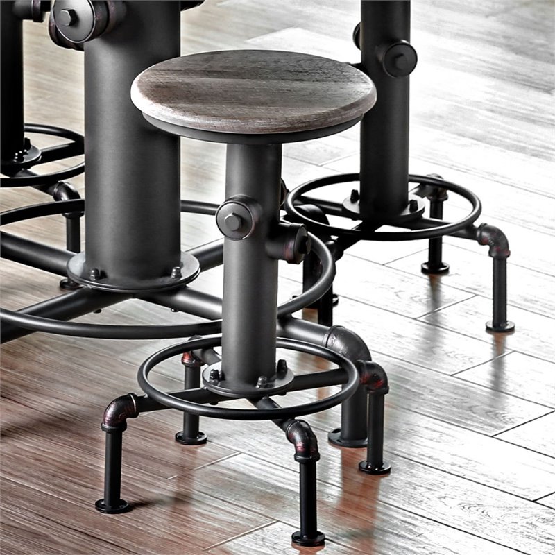 Furniture of America Zina Metal Counter Height Stool in Antique Black (Set of 2)
